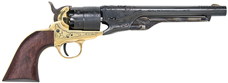 [040589022727] Traditions FR186012 1860 Army Break Open 44 Cal #11 Percussion 8" 6 Shot Brass Engraved Frame Blued Engraved Barrel Blued Cylinder Walnut Grip