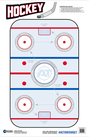 [816506025900] Action Target GSHOCKEY100 Entertainment  Hockey Paper Hanging 23" x 35" Blue/White 100 Per Box