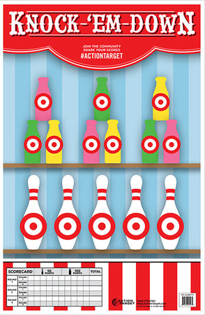 [816506025979] Action Target GSCARBTTL100 Entertainment Knock-'Em-Down Bottles/Pins Paper Hanging 23" x 35" Multi-Color 100 Per Box