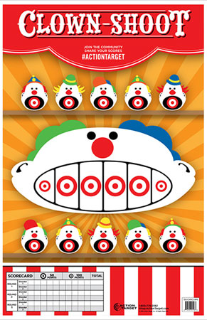 [816506025986] Action Target GSCARCLWN100 Entertainment  Clowns Paper Hanging 23" x 35" Multi-Color 100 Per Box