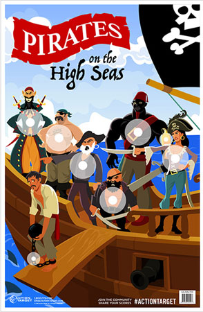 [816506025993] Action Target GSPIRATES100 Entertainment  Pirates/Sailor Paper Hanging 23" x 35" Multi-Color 100 Per Box
