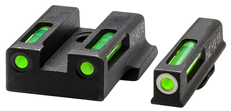 [613485590067] HiViz EZN321 LiteWave H3 Sight Set for S&W EZ380 Green Tritium White Outline Front Sight-Green Fiber Optic Rear Sight