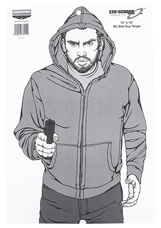 [80029057370344] Birchwood Casey 37034 EZE-Scorer  Silhouette Paper Hanging 23" x 35" Black/Gray/White 100 Per Pkg