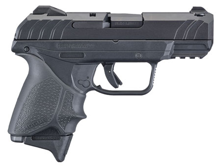 [736676038299] Ruger 3829 Security-9 Compact 9mm Luger  3.42" Barrel 10+1, Black Nylon Grip Frame With Picatinny Acc. Rail, Black Oxide Steel Slide, Hogue Beavertail HandALL Grip Sleeve, Manual Safety