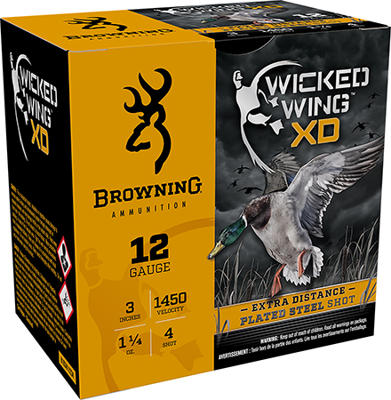 [020892023093] Browning Ammo B193411234 Wicked Wing XD  12Gauge 3" 1 1/4oz 4Shot 25 Per Box/10 Case