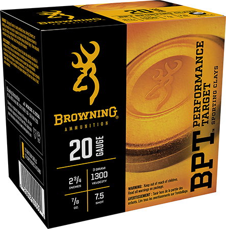 [020892023352] Browning Ammo B193632027 BPT Performance Target Sporting Clay 20Gauge 2.75" 7/8oz 7.5Shot 25 Per Box/10 Case