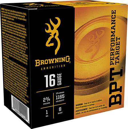 [020892023451] Browning Ammo B193611628 BPT Performance Target  16Gauge 2.75" 1oz 8Shot 25 Per Box/10 Case