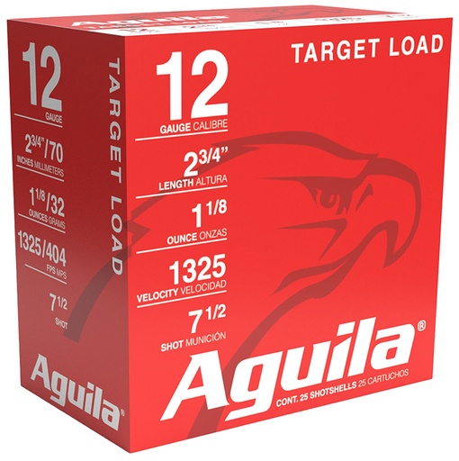 [640420002224] Aguila 1CHB1246 Sporting Clays High Velocity 12Gauge 2.75" 1 1/8oz 7.5Shot 25 Per Box/10 Case