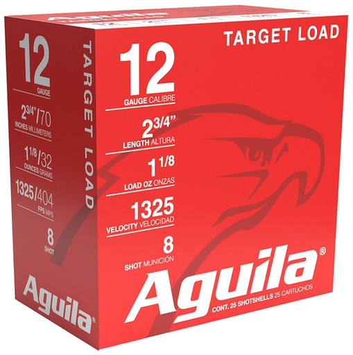 [640420002576] Aguila 1CHB1248 Sporting Clays High Velocity 12Gauge 2.75" 1 1/8oz 8Shot 25 Per Box/10 Case