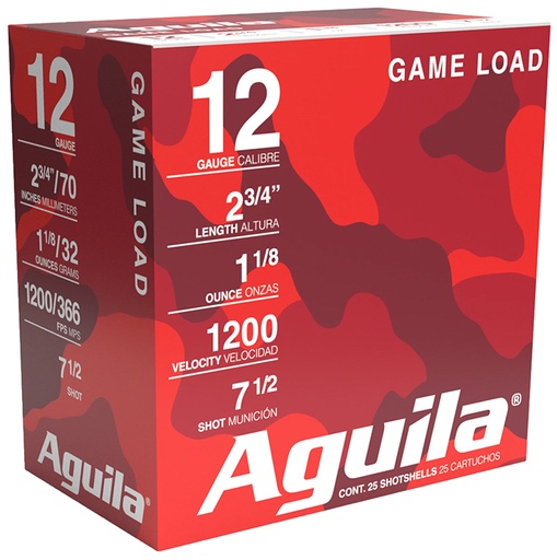[640420002361] Aguila 1CHB1217 Game Load  12Gauge 2.75" 1 1/8oz 7.5Shot 25 Per Box/10 Case