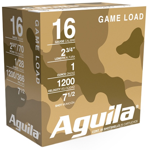 [640420002644] Aguila 1CHB1617 Game Load  16Gauge 2.75" 1oz 7.5Shot 25 Per Box/10 Case
