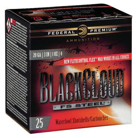 [604544623369] Federal PWBX2094 Black Cloud FS 20Gauge 3" 1oz 4Shot 25 Per Box/10 Case