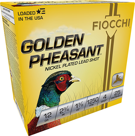 [762344701844] Fiocchi 12GP4 Golden Pheasant Extrema 12Gauge 2.75" 1 3/8oz 4Shot 25 Per Box/10 Case
