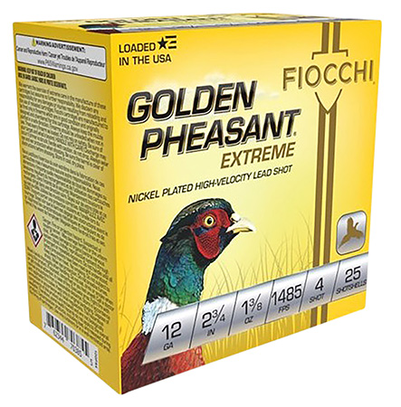 [762344703855] Fiocchi 12GPX4 Golden Pheasant Extrema 12Gauge 2.75" 1 3/8oz 4Shot 25 Per Box/10 Case
