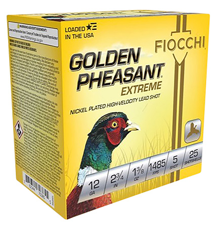 [762344703862] Fiocchi 12GPX5 Golden Pheasant Extrema 12Gauge 2.75" 1 3/8oz 5Shot 25 Per Box/10 Case