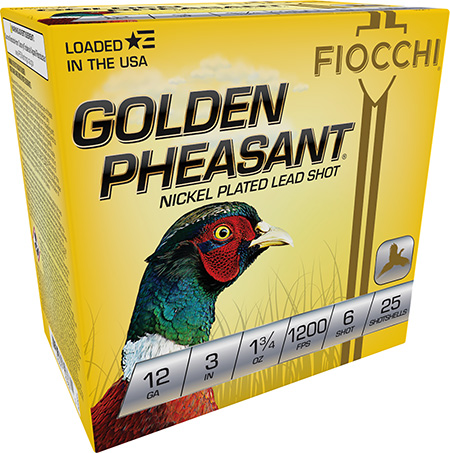 [762344703671] Fiocchi 123GP6 Golden Pheasant  12Gauge 3" 1 3/4oz 6Shot 25 Per Box/10 Case