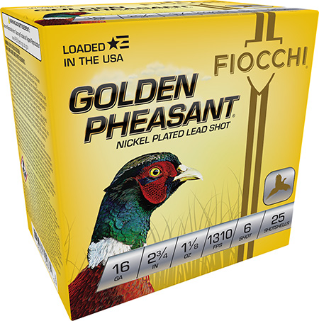[762344704739] Fiocchi 16GP6 Golden Pheasant Extrema 16Gauge 2.75" 1 1/8oz 6Shot 25 Per Box/10 Case