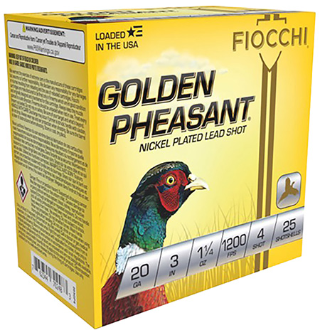 [762344702483] Fiocchi 203GP4 Golden Pheasant Extrema 20Gauge 3" 1 1/4oz 4Shot 25 Per Box/10 Case