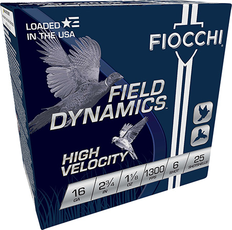 [762344700809] Fiocchi 16HV6 Field Dynamics High Velocity 16Gauge 2.75" 1 1/8oz 6Shot 25 Per Box/10 Case
