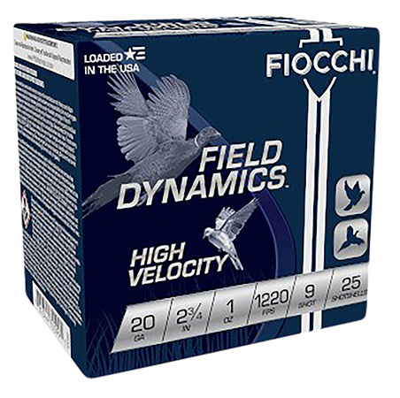 [762344700991] Fiocchi 20HV9 Field Dynamics High Velocity 20Gauge 2.75" 1oz 9Shot 25 Per Box/10 Case