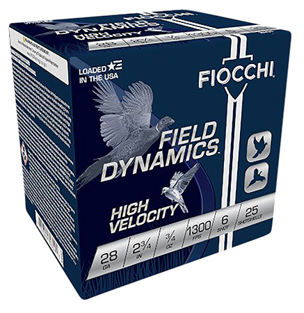 [762344703541] Fiocchi 28HV6 Field Dynamics High Velocity 28Gauge 2.75" 3/4oz 6Shot 25 Per Box/10 Case