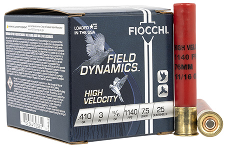[762344703619] Fiocchi 410HV75 Field Dynamics High Velocity 410Gauge 3" 11/16oz 7.5Shot 25 Per Box/10 Case