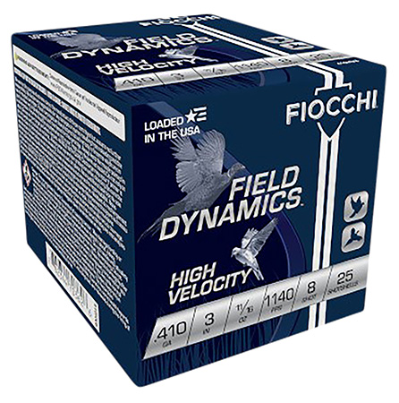 [762344703626] Fiocchi 410HV8 Field Dynamics High Velocity 410Gauge 3" 11/16oz 8Shot 25 Per Box/10 Case