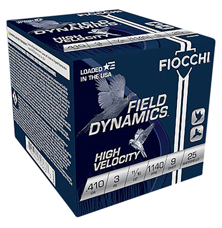 [762344703633] Fiocchi 410HV9 Field Dynamics High Velocity 410Gauge 3" 11/16oz 9Shot 25 Per Box/10 Case