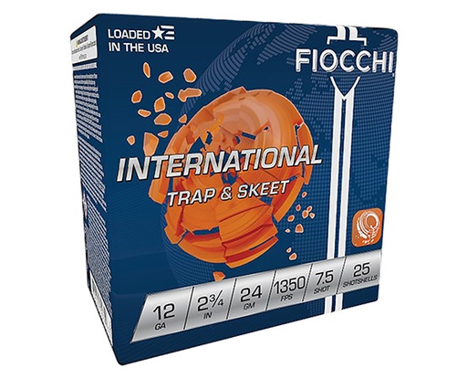 [762344700335] Fiocchi 12IN2475 Exacta Target International Trap  &  Skeet 12Gauge 2.75" 24gram 7.5Shot 25 Per Box/10 Case