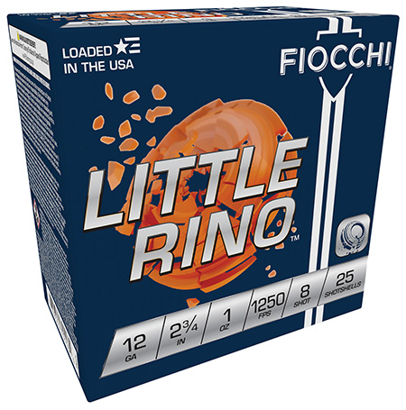 [762344701134] Fiocchi 12TX8 Exacta Target Little Rino 12Gauge 2.75" 1oz 8Shot 25 Per Box/10 Case