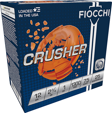 [762344702322] Fiocchi 12CRSR75 Exacta Crusher 12Gauge 2.75" 1oz 7.5Shot 25 Per Box/10 Case