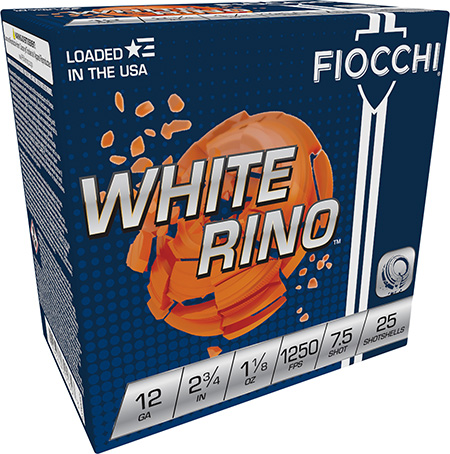 [762344701653] Fiocchi 12WRNO75 Exacta Target White Rino Target 12Gauge 2.75" 1 1/8oz 7.5Shot 25 Per Box/10 Case