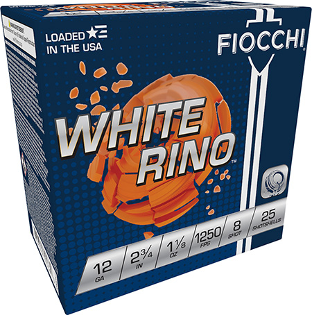 [762344701660] Fiocchi 12WRNO8 Exacta Target White Rino Target 12Gauge 2.75" 1 1/8oz 8Shot 25 Per Box/10 Case