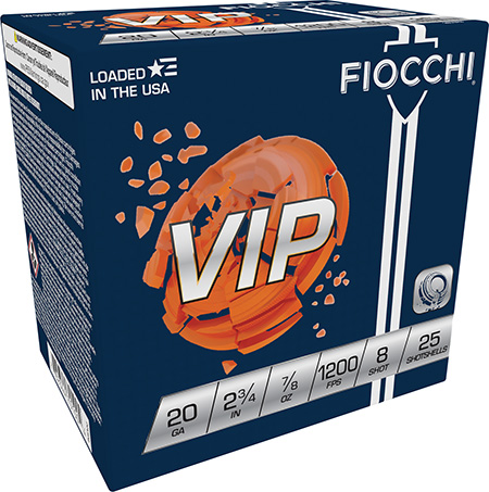 [762344701004] Fiocchi 20VIP8 Exacta Target VIP 20Gauge 2.75" 7/8oz 8Shot 25 Per Box/10 Case