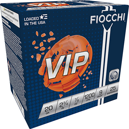 [762344701011] Fiocchi 20VIP9 Exacta Target VIP 20Gauge 2.75" 7/8oz 9Shot 25 Per Box/10 Case