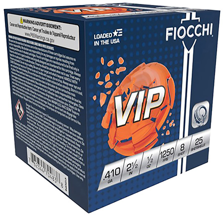 [762344704838] Fiocchi 410VIP8 Exacta Target VIP 410Gauge 2.50" 1/2oz 8Shot 25 Per Box/10 Case