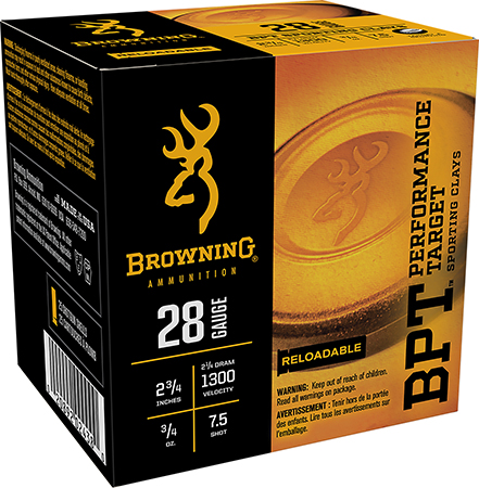 [020892024380] Browning Ammo B193632827 BPT Performance Target Sporting Clay 28Gauge 2.75" 3/4oz 7.5Shot 25 Per Box/10 Case
