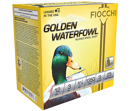 [762344705552] Fiocchi 123SGW3 Golden Waterfowl  12Gauge 3" 1 1/4oz 3Shot 25 Per Box/10 Case