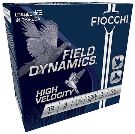 [762344705484] Fiocchi 123HV5 Field Dynamics High Velocity 12Gauge 3" 1 3/4oz 5Shot 25 Per Box/10 Case
