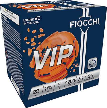 [762344705316] Fiocchi 28VIP75 Exacta Target VIP 28Gauge 2.75" 3/4oz 7.5Shot 25 Per Box/10 Case