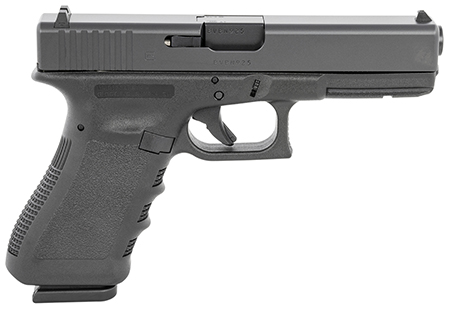 [764503502170] Glock PI1750203 G17 Gen3 Full Size Frame 9mm Luger 17+1 4.49" Black Steel Barrel, Matte Black Serrated Steel Slide, Black Polymer Frame w/Picatinny Rail, Black Texture Finger Groove Grip