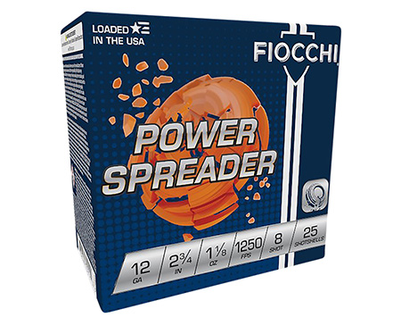 [762344702124] Fiocchi 12SSCX8 Exacta Target Power Spreader 12Gauge 2.75" 1 1/8oz 8Shot 25 Per Box/10 Case