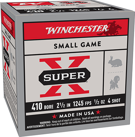 [020892001008] Winchester Ammo X414 Super X Heavy Game Load High Brass 410Gauge 2.50" 1/2oz 4Shot 25 Per Box/10 Case