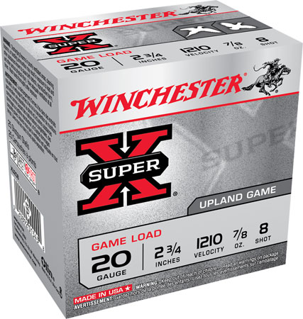 [020892013438] Winchester Ammo XU208 Super X Game Load 20Gauge 2.75" 7/8oz 8Shot 25 Per Box/10 Case