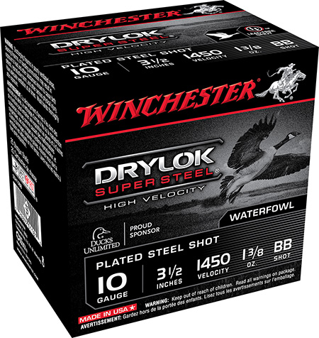 [020892011816] Winchester Ammo SSH10BB Drylok Super Steel High Velocity 10Gauge 3.50" 1 3/8oz BBShot 25 Per Box/10 Case
