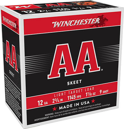 [020892004436] Winchester Ammo AA129 AA Light Target 12Gauge 2.75" 1 1/8oz 9Shot 25 Per Box/10 Case