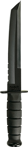[617717212451] Ka-Bar 1245 Tanto  8" Fixed Tanto Part Serrated Black 1095 Cro-Van Blade, Black Kraton G Handle, Includes Sheath