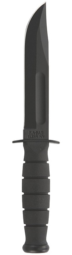 [617717212567] Ka-Bar 1256 Fighting/Utility  5.25" Fixed Clip Point Plain Black 1095 Cro-Van Blade, Black Kraton G Handle, Includes Sheath