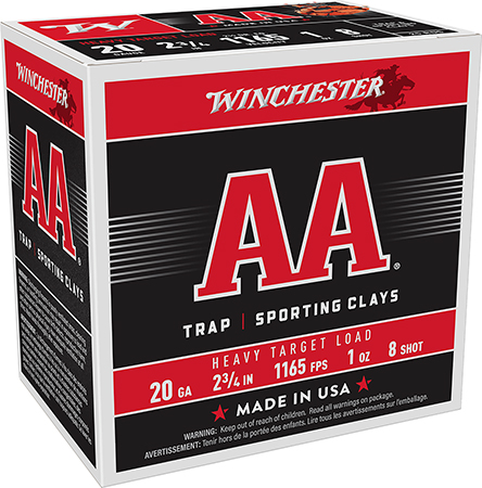 [020892009622] Winchester Ammo AAH208 AA Heavy 20Gauge 2.75" 1oz 8Shot 25 Per Box/10 Case