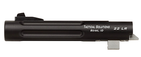 [879971000155] Tactical Solutions TL55TEMBRF Trail-Lite Barrel 22 LR 5.50" Black Matte Finish 6061-T6 Aluminum Material with Fluting, Threading  &  Fiber Optic Front Sight for Browning Buck Mark